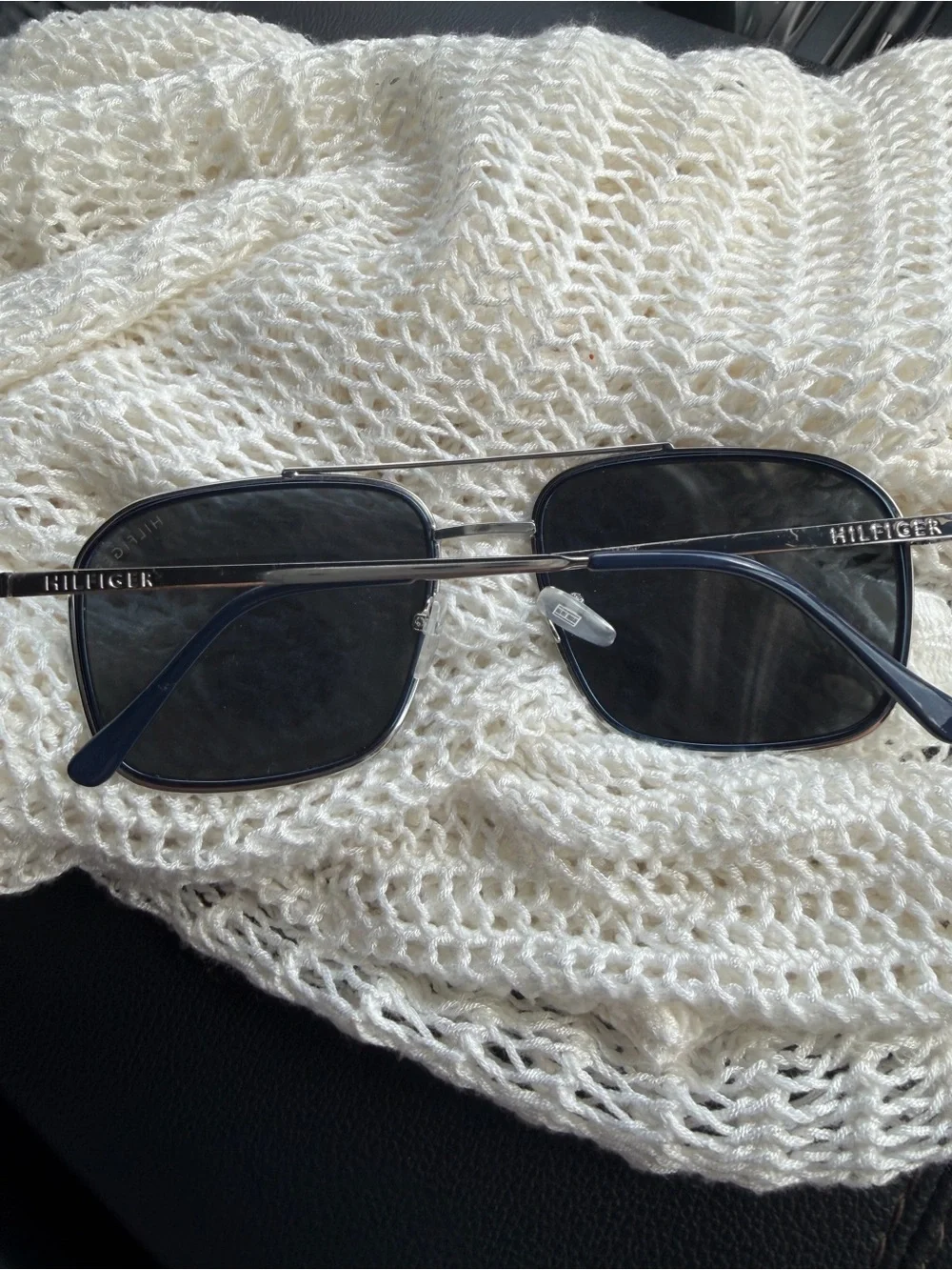 Tommy Hilfiger Men’s Silver Frame Sunglasses with Dark Gray Lenses
